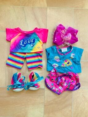 Build-A-Bear Rainbow 'Love' Graphic Pajama Shirts & Matching Shoes Outfit